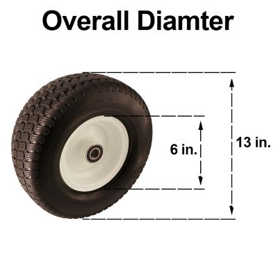 Image showing  Flat Free Turf Tread Tire 13x5.00-6 with 3/4 and 5/8 Bearings-3 in. Center Hub