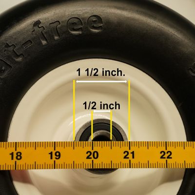 Image showing  9x3.50-4 Flat Free Tire 1/2 and 5/8 Bushing-3.5-5 in. Center Hub Set of 2