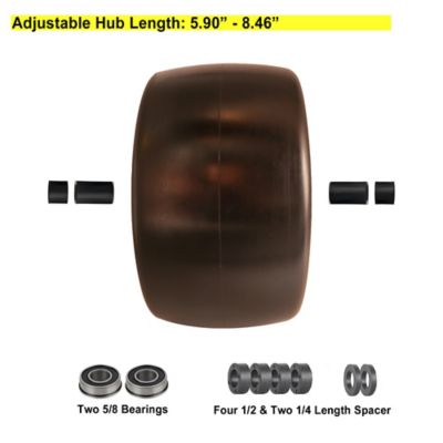 Image showing  11x6.00-5 Flat Free Tire with 3/4 and 5/8 Bearings for Zero Turn Mower-5.9 in.-8.46 in. Center Hub Set of 2