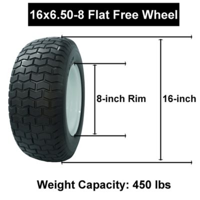 Image showing  16x6.50-8 with 4 Lug Wheels-Set of 2 Flat Free