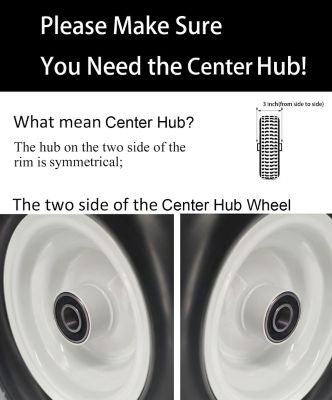 Image showing  Flat Free 16x6.50-8 Lawn Mower Tire with 1 in. Bearing-3 in. Center Hub-Set of 2