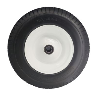 Image showing 6 th Ogracwheel Flat Free 16x6.50-8 Lawn Mower Tire with 1 in. Bearing-3 in. Center Hub-Set of 2