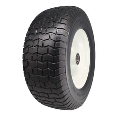 Image showing 7 th Ogracwheel Flat Free 16x6.50-8 Lawn Mower Tire with 1 in. Bearing-3 in. Center Hub-Set of 2