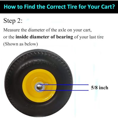 Image showing  Flat Free 4.10/3.50-4 Tire with 3/4 and 5/8 Bore-2.2 in. Offset Hub 10 in. Wheel Set of 2