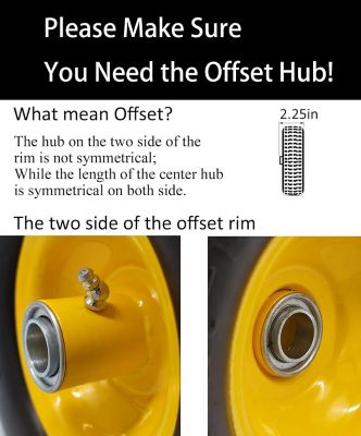 Image showing  Flat Free 4.10/3.50-4 Tire with 3/4 and 5/8 Bore-2.2 in. Offset Hub 10 in. Wheel Set of 2