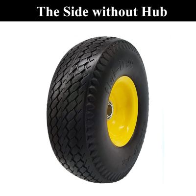 Image showing 5 th Ogracwheel Flat Free 4.10/3.50-4 Tire with 3/4 and 5/8 Bore-2.2 in. Offset Hub 10 in. Wheel Set of 2