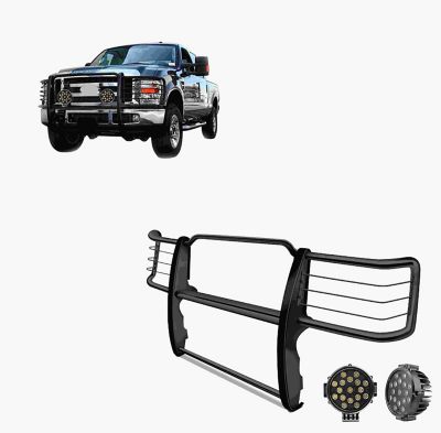 Black Horse Off Road Grille Guard Kit Modular Black Fits 11-14 Chevrolet Silverado 2500 HD11-14 Chevrolet Silverado 3500 HD.