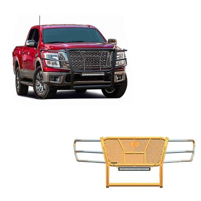 Black Horse Off Road Rugged Heavy Duty Grille Guard Kit Modular Black Fits 2017-2024 Nissan Titan.