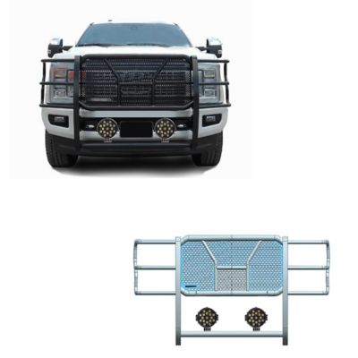 Black Horse Off Road Rugged Grille Guard Kit Modular fits 2017-2022 Ford F-550/ F-450/ F-350/F-250 Super Duty, RU-FOF217-B-PLB