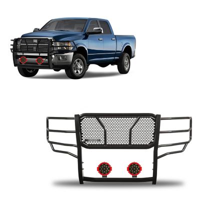 Black Horse Off Road Rugged Heavy Duty Grille Guard Kit Modular Black fits 10-18 Dodge Ram 2500/Ram 3500, RU-DORA10-B-PLR