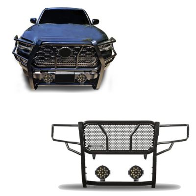 Black Horse Off Road Rugged Heavy Duty Grille Guard Kit Modular Black Fits 16-23 Toyota Tacoma, RU-TOTA16-B-PLB