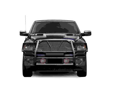 Image showing  Rugged Grille Guard Kit fits 2019-2024 Ram 1500 Classic , 2009-2018 Dodge Ram 1500, RU-DORA09-B-PLFR