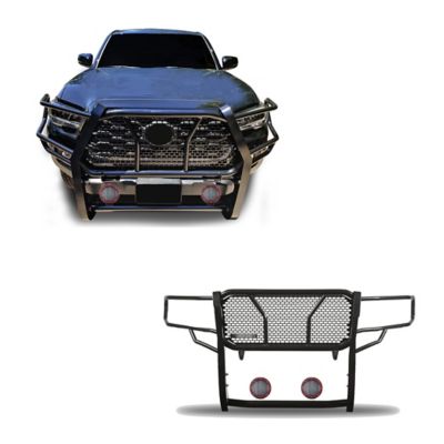 Black Horse Off Road Rugged Heavy Duty Grille Guard Kit Modular Black fits 16-23 Toyota Tacoma, RU-TOTA16-B-PLFR