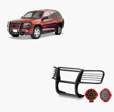 Black Horse Off Road Grille Guard Kit Fits 2002-2009 Chevrolet Trailblazer, 2002-2006 Chevrolet Trailblazer EXT, 17GK26MA-PLR