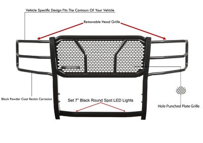 Image showing  Rugged Heavy Duty Grille Guard Kit Modular Black Fits 15-19 GMC Sierra 2500 HD /3500 HD (Excl Denali)