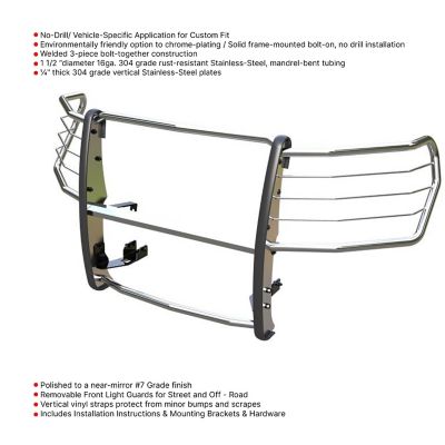 Image showing  Grille Guard Modular Stainless Steel Fits 19-21 Chevrolet Silverado 1500