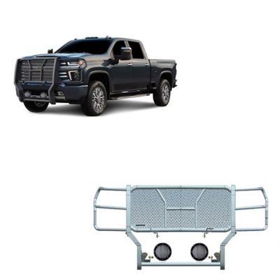 Black Horse Off Road Rugged Grille Guard Kit Modular Black Fits 20-25 Chevy Silverado 2500 HD/3500 HD, RU-CHSI30-B-PLFB