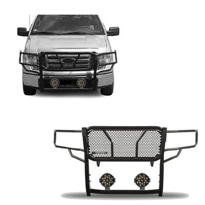 Black Horse Off Road Rugged Heavy Duty Grille Guard Kit Modular Black fits 09-14 Ford F-150, RU-FOF109-B-PLB