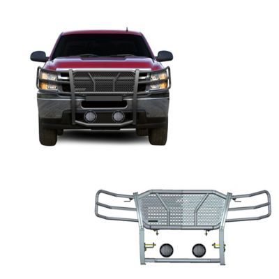 Black Horse Off Road Rugged Heavy Duty Grille Guard Kit Modular Black fits 2007-2013 Chevrolet Silverado 1500, RU-CHSI07-B-PLFB
