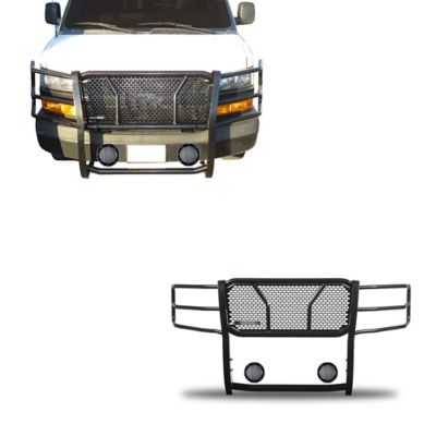 Black Horse Off Road Rugged Heavy Duty Grille Guard Kit Modular Black Fits 03-24 Chevy Express Van, RU-GV02MA-B-PLFB