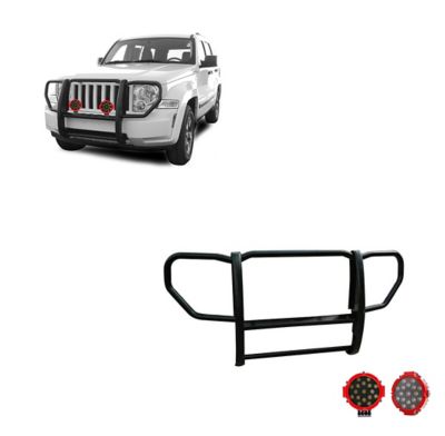 Black Horse Off Road Grille Guard Kit Black Fits 2008-2012 Jeep Liberty