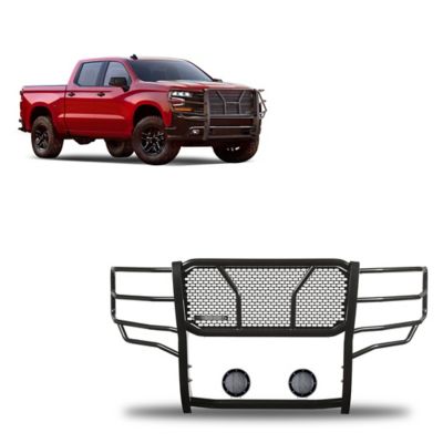 Black Horse Off Road Rugged Heavy Duty Grille Guard Kit Modular Black fits 2019-2024 Chevrolet Silverado 1500, RU-CHSI19-B-PLFB