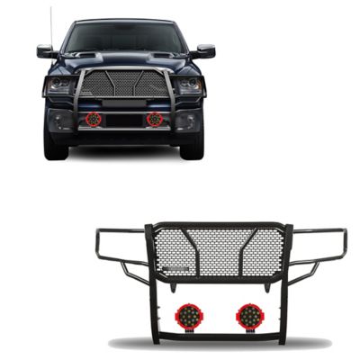 Black Horse Off Road Rugged Grille Guard Kit Fits 2019-2024 Ram 1500 Classic , 2009-2018 Dodge Ram 1500, RU-DORA09-B-PLR