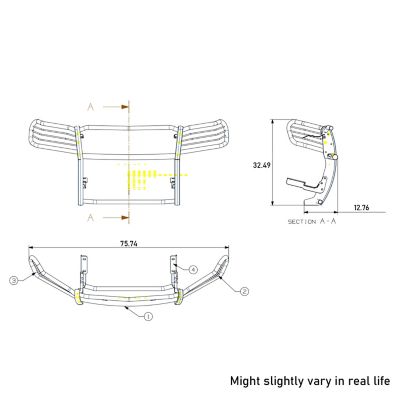 Image showing  Grille Guard Kit Modular Black Fits 11-21 Jeep Grand Cherokee