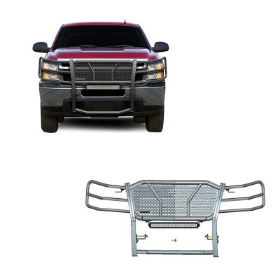 Black Horse Off Road Rugged Heavy Duty Grille Guard Kit Modular Black Fits 2007-2013 Chevrolet Silverado 1500, RU-CHSI07-B-KIT