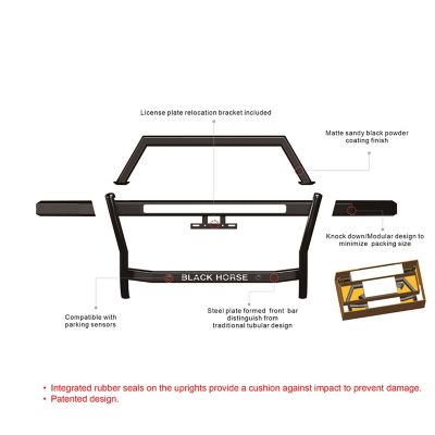 Image showing 4 th Black Horse Off Road Rambler Grille Guard Modular Black Fits 2024-2025 Toyota Tacoma