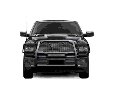 Image showing  Rugged Heavy Duty Grille Guard Kit Modular Black Fits 2019-2024 Ram 1500 Classic 2009-2018 Dodge Ram 1500