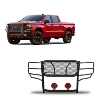 Black Horse Off Road Rugged Heavy Duty Grille Guard Kit Modular Black Fits 2019-2024 Chevrolet Silverado 1500, RU-CHSI19-B-PLR