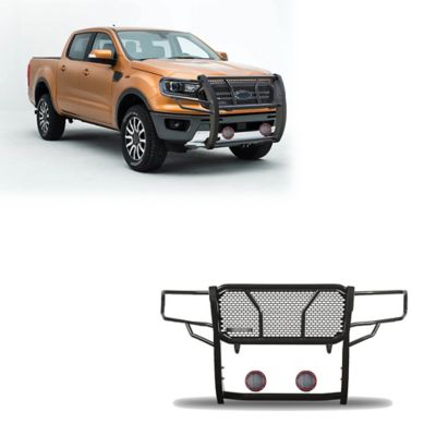 Black Horse Off Road Rugged Heavy Duty Grille Guard Kit Modular Black Fits 2019-2023 Ford Ranger, RU-FORA19-B-PLFR