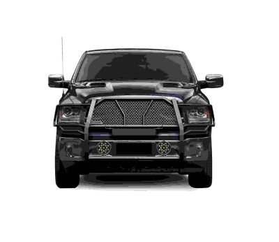 Image showing  Rugged Heavy Duty Grille Guard Kit Modular Black fit 2019-2024 Ram 1500 Classic 2009-2018 Dodge Ram 1500