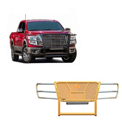 Black Horse Off Road Rugged Heavy Duty Grille Guard Kit Modular Black Fits 2017-2024 Nissan Titan, RU-NITI17-B-K2