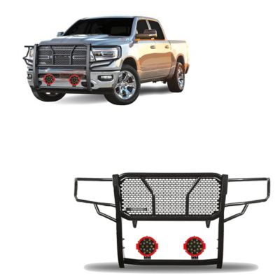 Black Horse Off Road Rugged Heavy Duty Grille Guard Kit Modular Black Fits 2019-2025 Ram 1500, RU-DORA19-B-PLR