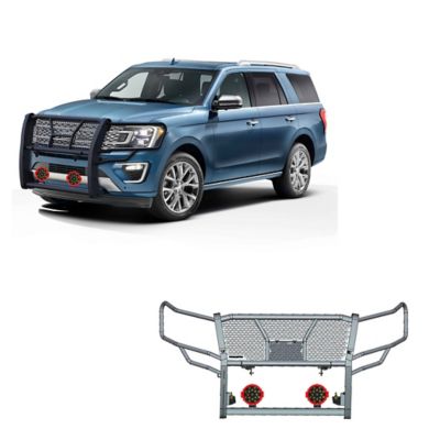 Black Horse Off Road Rugged Heavy Duty Grille Guard Kit Modular Black Fits 2018-2024 Ford Expedition, RU-FOEX18-B-PLR