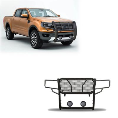 Black Horse Off Road Rugged Heavy Duty Grille Guard Kit Modular Black Fits 2019-2023 Ford Ranger, RU-FORA19-B-PLFB