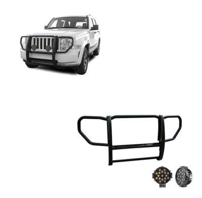 Black Horse Off Road Grille Guard Kit 1-Piece Black Fits 08-12 Jeep Liberty
