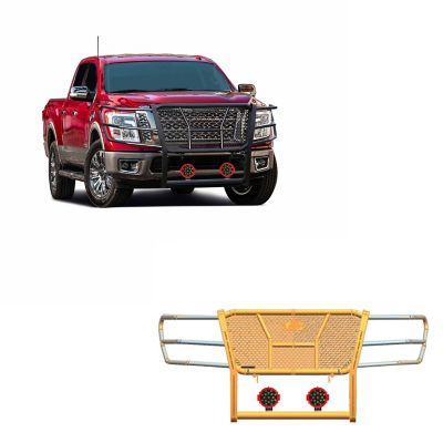 Black Horse Off Road Rugged Heavy Duty Grille Guard Kit Modular Black Fits 2017-2024 Nissan Titan, RU-NITI17-B-PLR
