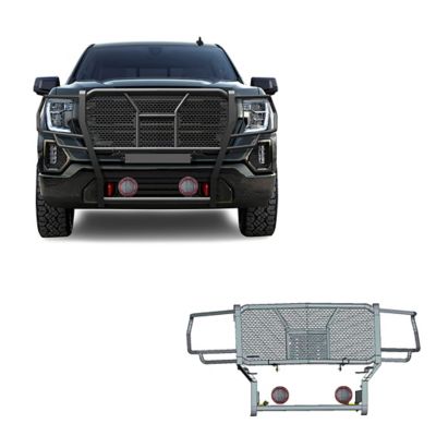 Black Horse Off Road Rugged Heavy Duty Grille Guard Kit Modular Black Fits 19-21 GMC Sierra 1500, RU-GMSI19-B-PLFR