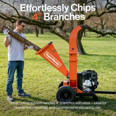 Image showing 6 th SuperHandy Towable Wood Chipper Shredder 4 in. Chipping Capacity, 15HP Electric Start, 420cc Engine