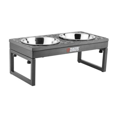 Image showing  Diamond-Plated Elevated Pet Double Diner, Black