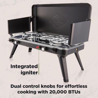 Image showing  2-Burner Gas Camping Stove - 20,000 BTU Propane Portable Grill with Igniter & More