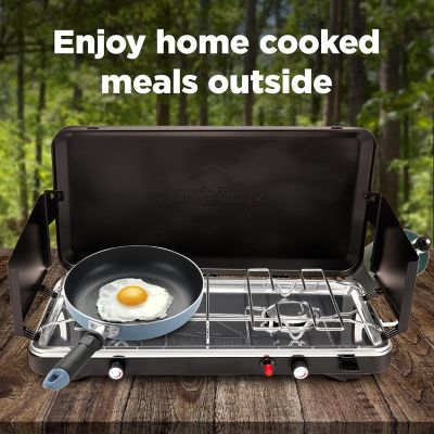 Image showing  2-Burner Gas Camping Stove - 20,000 BTU Propane Portable Grill with Igniter & More