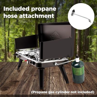 Image showing 5 th Hike Crew 2-Burner Gas Camping Stove - 20,000 BTU Propane Portable Grill with Igniter & More
