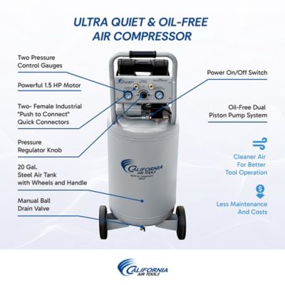 Image showing  20015 Ultra Quiet, Oil-Free and Powerful 1.5 hp Portable 20 galAir Compressor