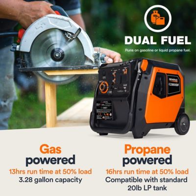 Image showing 7 th Generac 3800 Watt Dual Fuel Inverter Generator with Push Button Start and CO Sensor 49ST