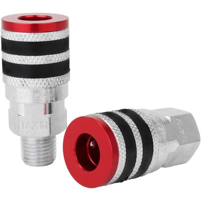 Image showing  ColorFit Coupler and Plug Kit, with Rubber Safety Bumper-(M-Style, Red)-1/4 in. NPT, (14-Piece)