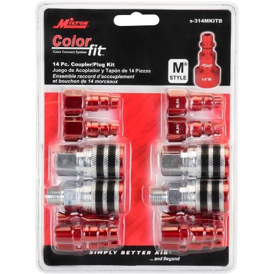 Image showing  ColorFit Coupler and Plug Kit, with Rubber Safety Bumper-(M-Style, Red)-1/4 in. NPT, (14-Piece)